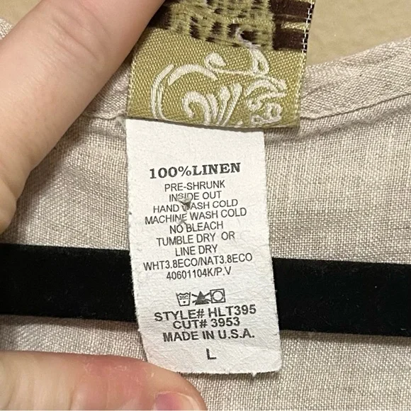 Match Point USA Linen Open Front Beige Cardigan Sz L Boho Natural Fiber Basic - Picture 8 of 8